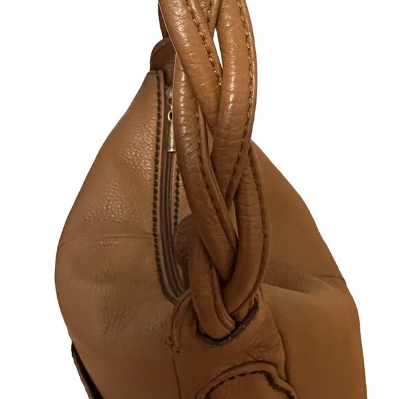 Plinio Visona Italy Classic Minimalist‎ Toffee Brown Pebble Leather Hobo Bag - Picture 4 of 11